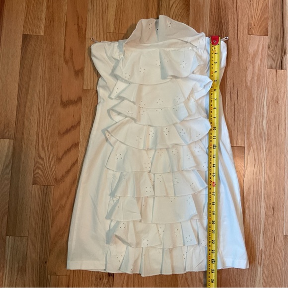New - Zara white poplin dress embroidered ruffles dainty summer strapless - Picture 9 of 16